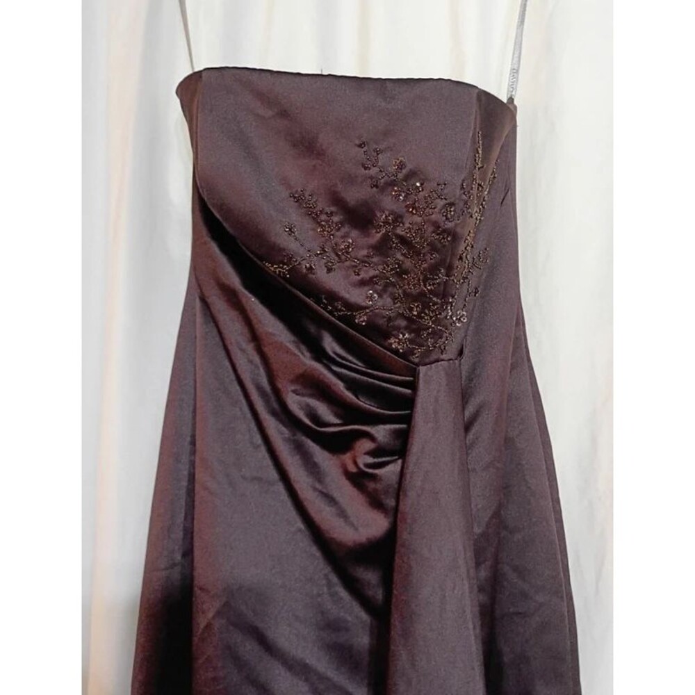 Davids Bridal Chocolate Brown Strapless Formal Dress size 4